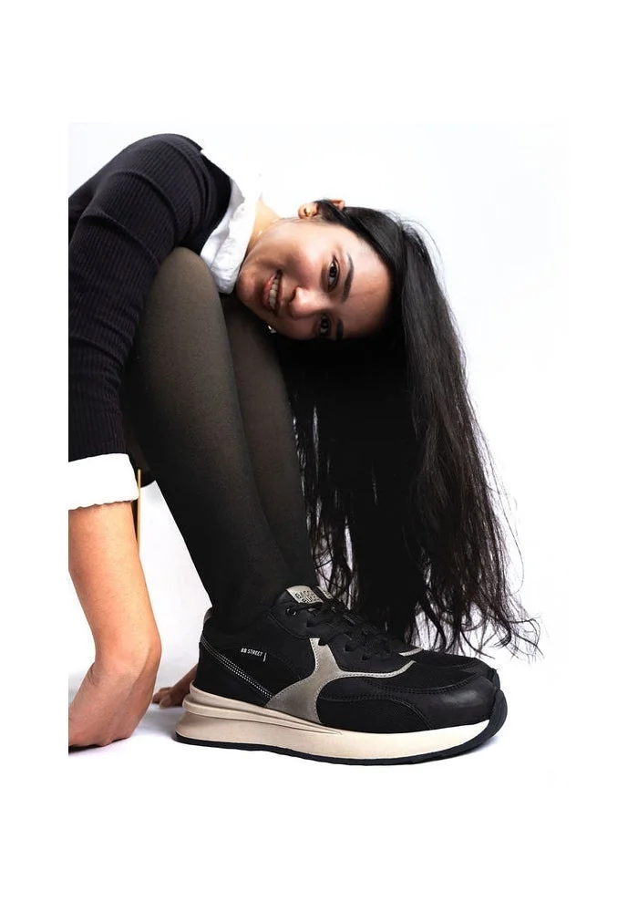 Bacca Bucci Black and Silver NYC Low-Top  Sneakers—for Gen Z Fashionistas for Women | Best Price UAE